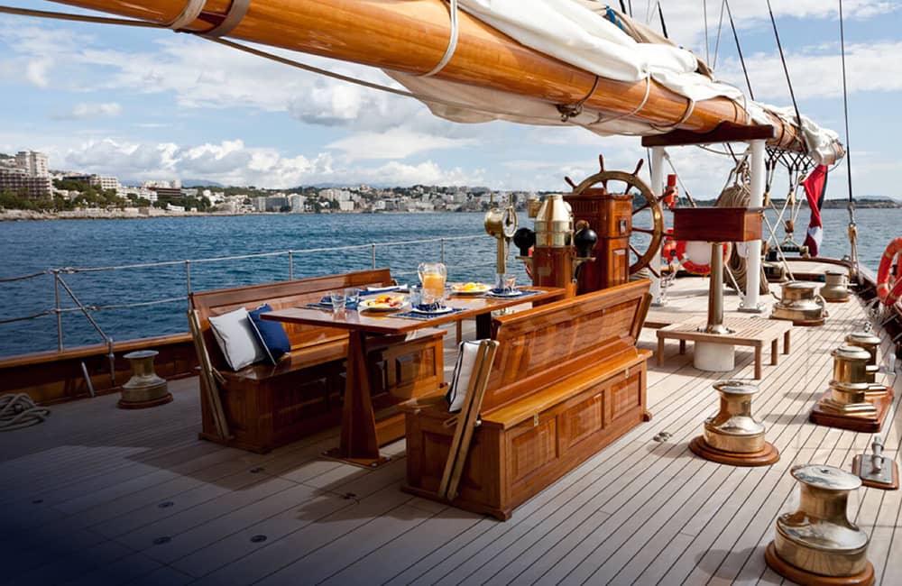 Outside eating area on deck of Germania Nova