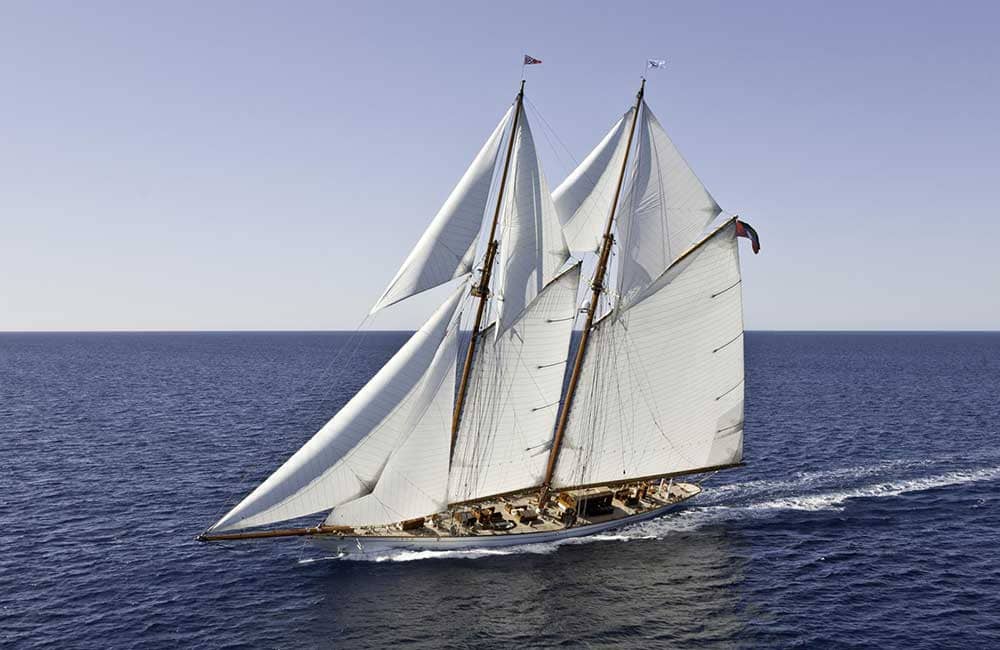 Port view of sail yacht Germania Nova