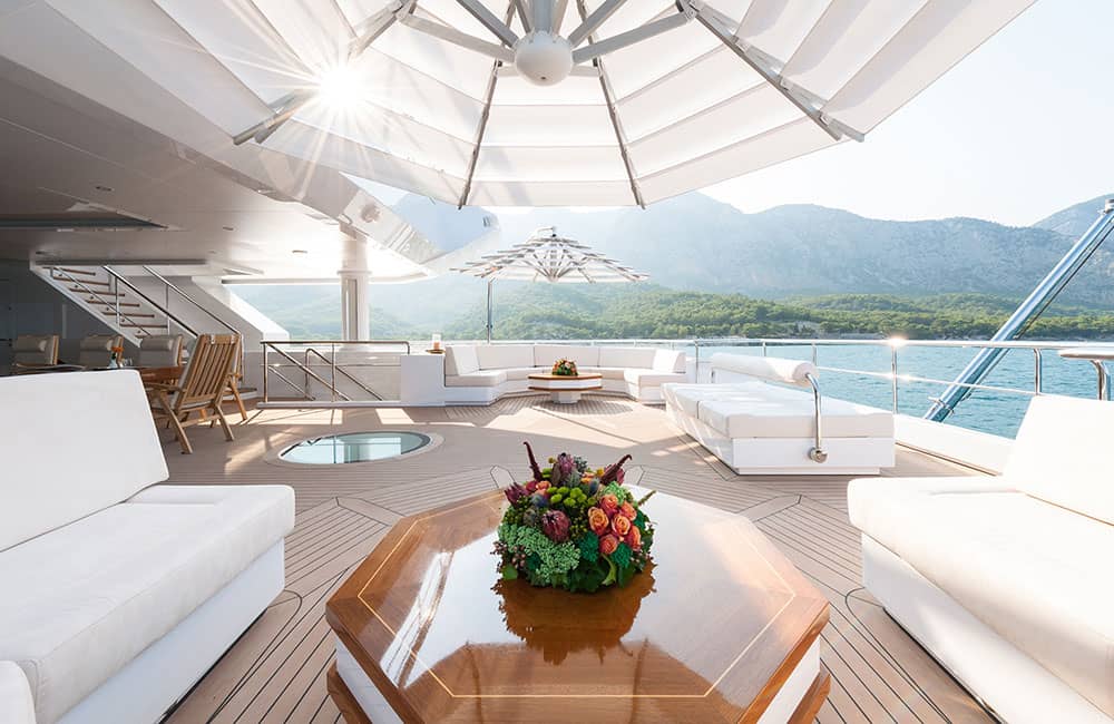 Aft deck on yacht Irimari