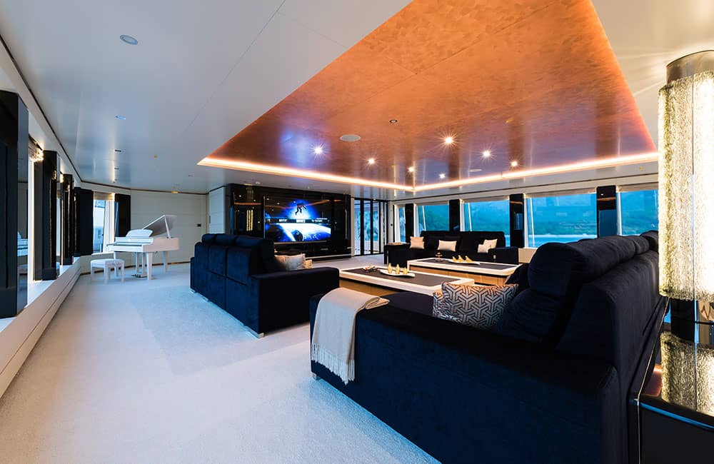 Entertainment room with baby grand piano 