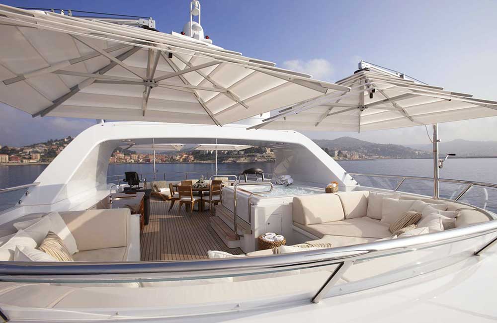 Sun deck of yacht Kathleen Anne