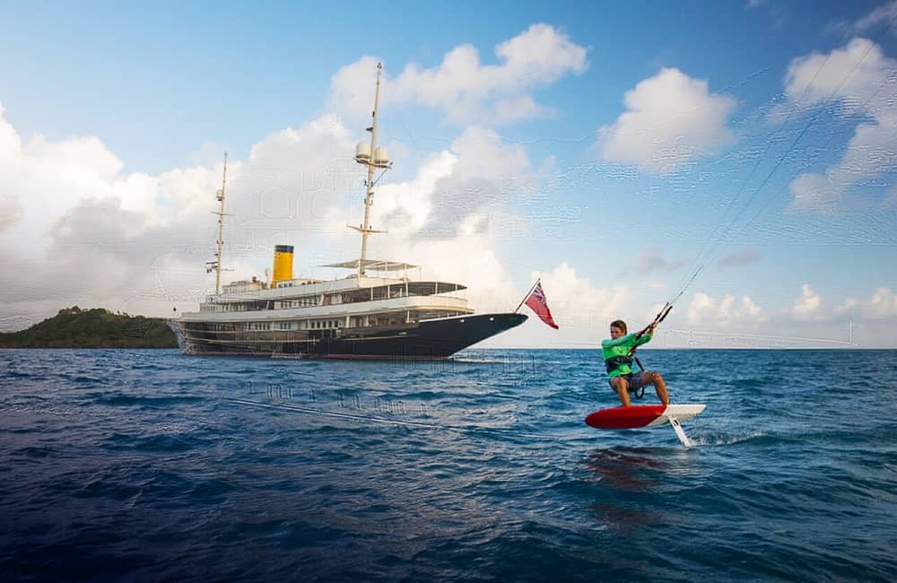 View of Nero with kite surfer