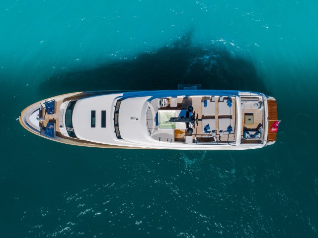 yacht phoenix at anchor top view