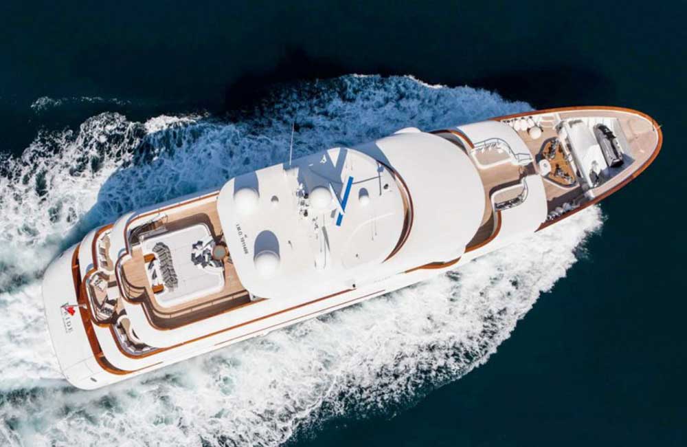 Top view of motor yacht Pride