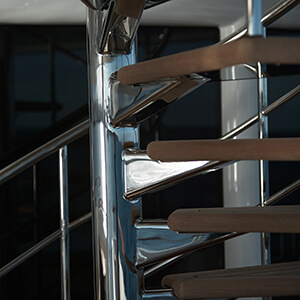 Evening image polished railing
