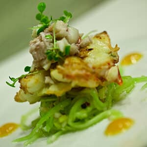 Fish appetizer with seaweed salad