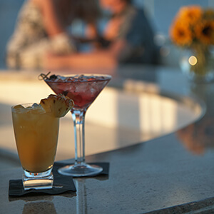 Image of cocktails on a yacht deck