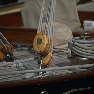 Nautical block pulleys for the rigging