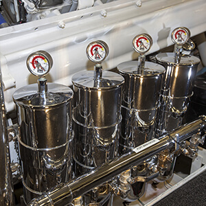 Primary fuel filters on a yacht main engine