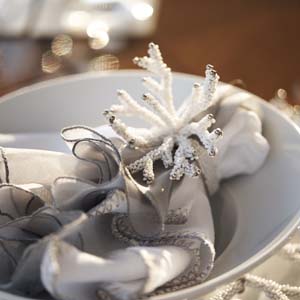 Silver and white place setting