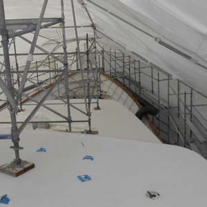 scaffolding for painting the yacht